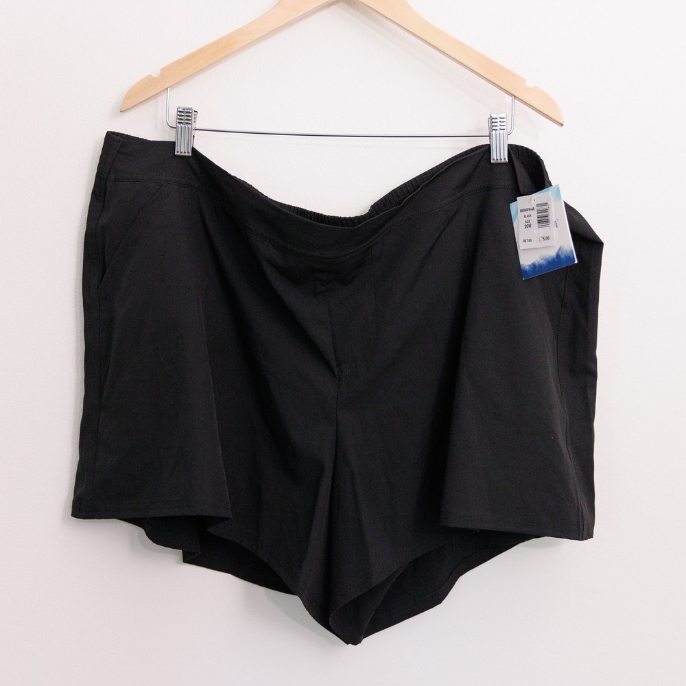 American Beach Womens Plus Size 20W Swim Shorts Black Board Shorts